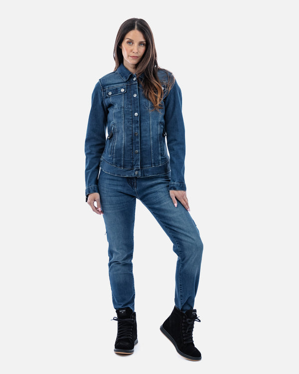 Tura Trucker Washed Blue Ladies Motorcycle Denim Jacket