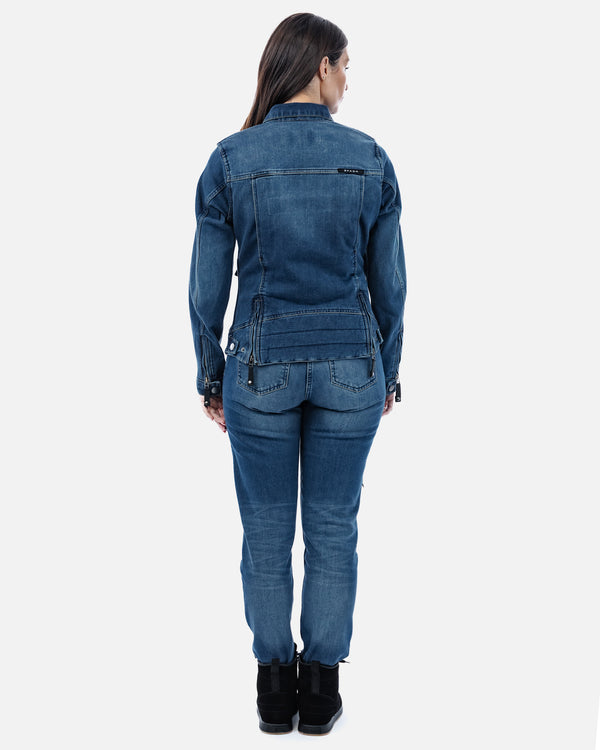 Tura Trucker Washed Blue Ladies Motorcycle Denim Jacket