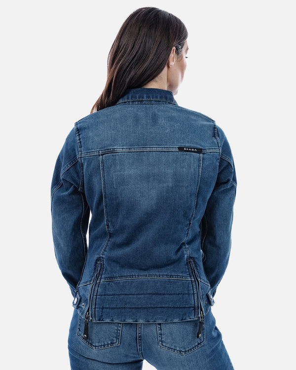 Tura Trucker Washed Blue Ladies Motorcycle Denim Jacket