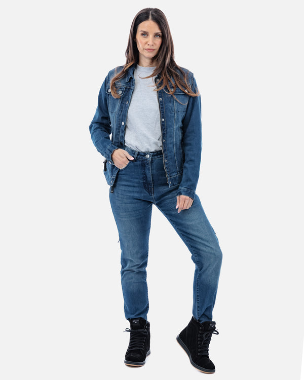 Drifter Ladies Washed Blue Motorcycle Jeans