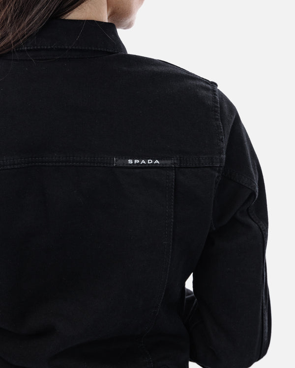 Tura Trucker Solid Black Ladies Motorcycle Denim Jacket