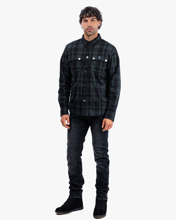 Ember Black & Grey Chequered Motorcycle Shirt