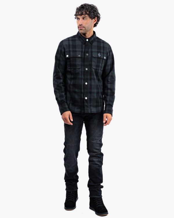 Ember Black & Grey Chequered Motorcycle Shirt