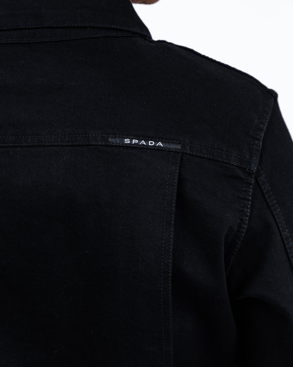 Tura Trucker Mens Solid Black Motorcycle Denim Jacket