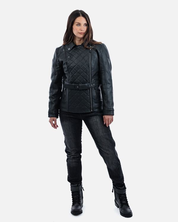 Lancer Ladies Black Leather Motorcycle Jacket