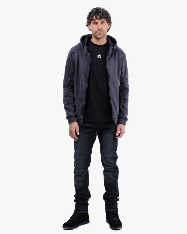 Blade Grey Turbulence Zip Up Unisex Motorcycle Hoodie