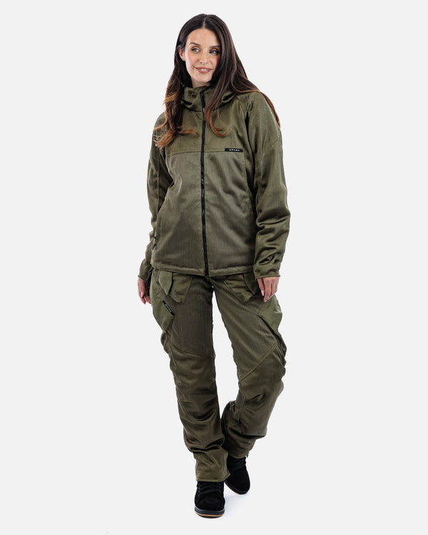 Hooded Air Olive Green Motorcycle Jacket