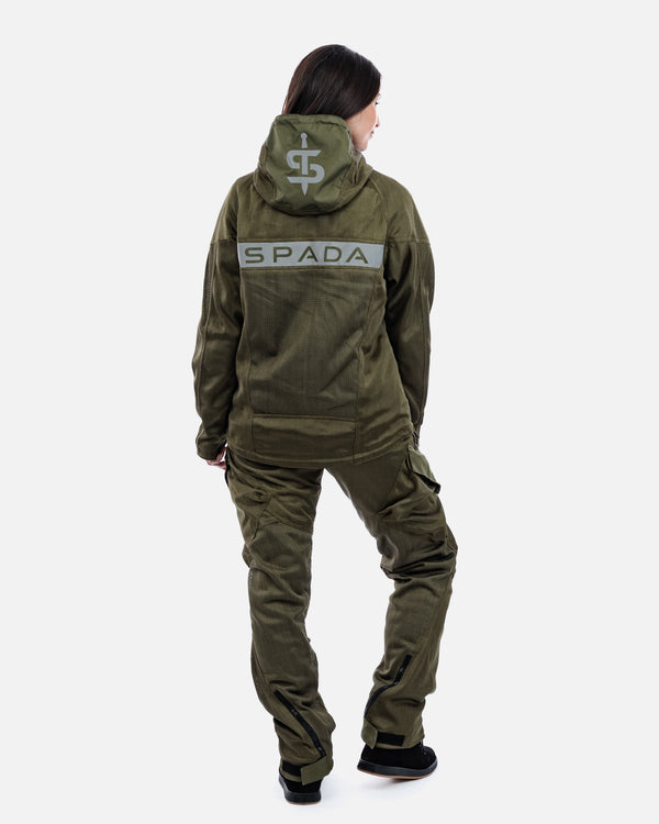 Hooded Air Olive Green Ventilated Motorcycle Jacket