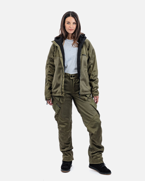 Hooded Air Olive Green Ventilated Motorcycle Jacket