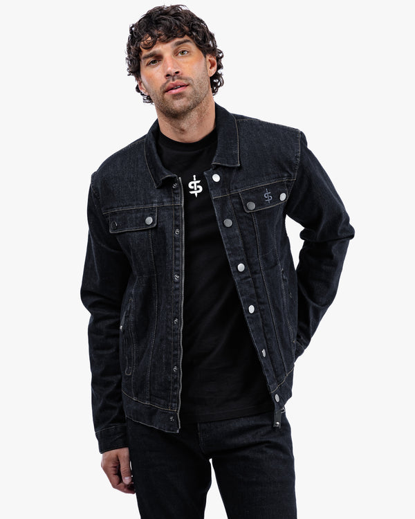 Tura Trucker Mens Rinse Indigo Motorcycle Denim Jacket