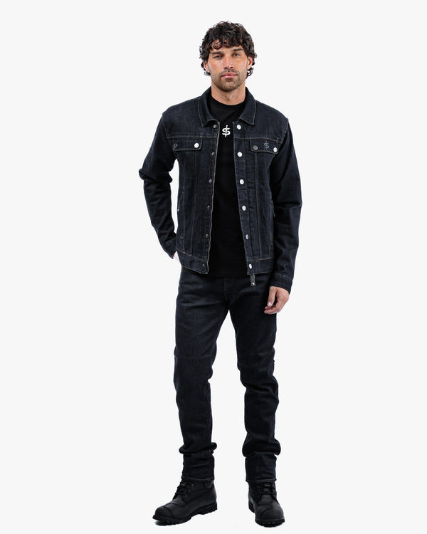 Tura Trucker Mens Rinse Indigo Motorcycle Denim Jacket