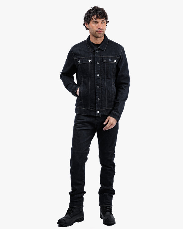 Tura Trucker Mens Rinse Indigo Motorcycle Denim Jacket