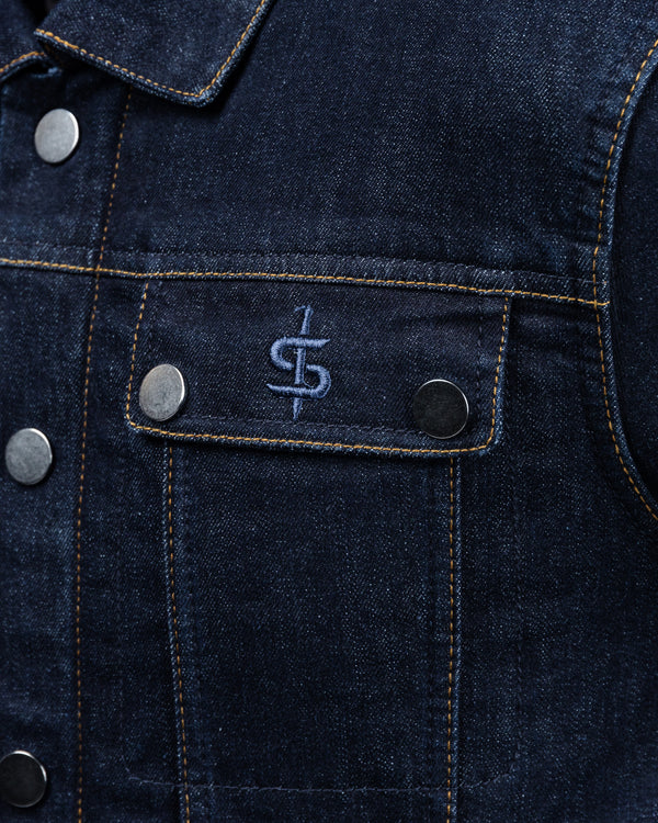 Tura Trucker Mens Rinse Indigo Motorcycle Denim Jacket