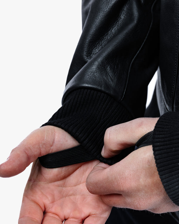 Turbine Black Leather Motorcycle Bomber Jacket