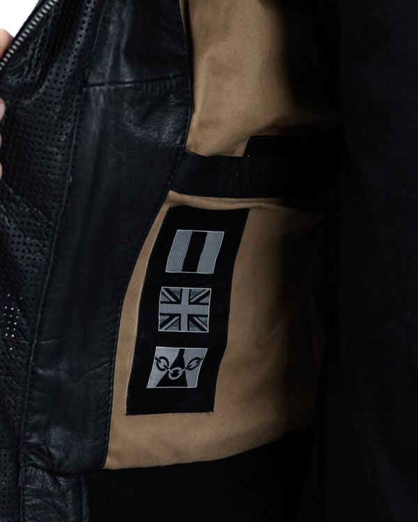 Turbine Black Leather Motorcycle Bomber Jacket