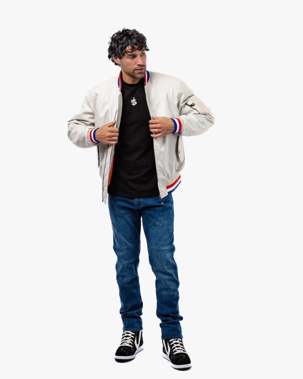 Airforce MA1 Ivory Motorcycle Bomber Jacket