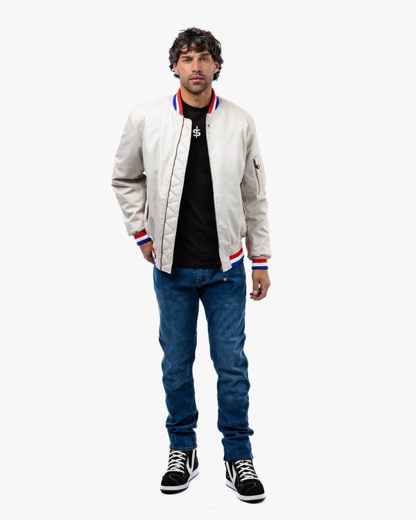 Airforce MA1 Ivory Motorcycle Bomber Jacket
