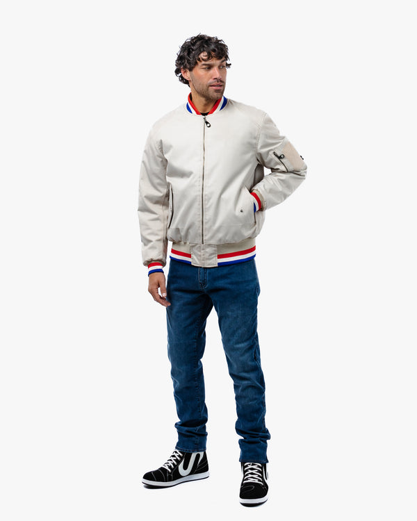 Airforce MA1 Ivory Motorcycle Bomber Jacket