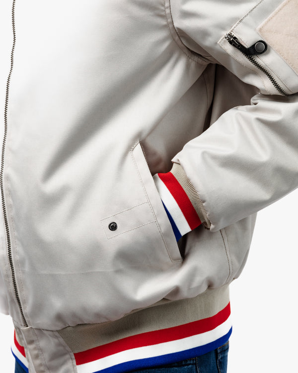 Airforce MA1 Ivory Motorcycle Bomber Jacket