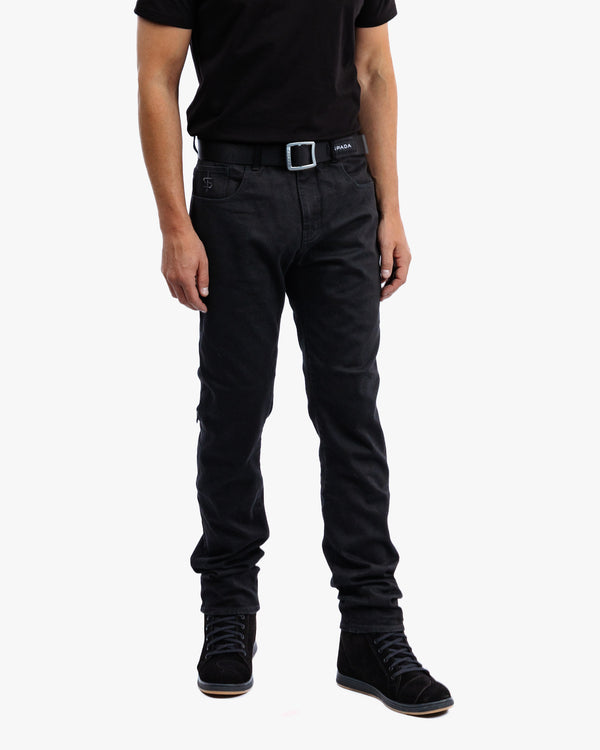 Drifter Mens Solid Black Motorcycle Jeans