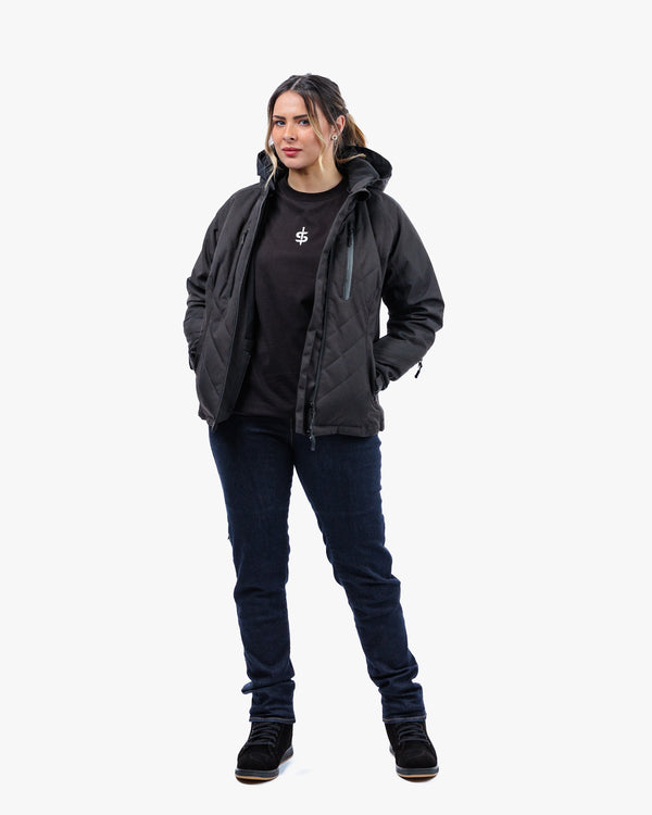 Bella Black Quilted Ladies Motorcycle Jacket