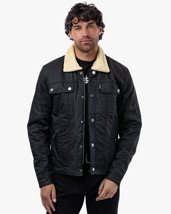 Temper Black & Tan Trucker Motorcycle Jacket
