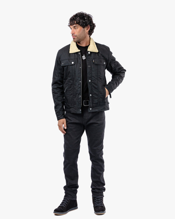 Temper Black & Tan Trucker Motorcycle Jacket