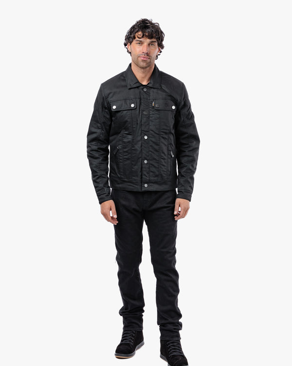 Temper Black & Tan Trucker Motorcycle Jacket