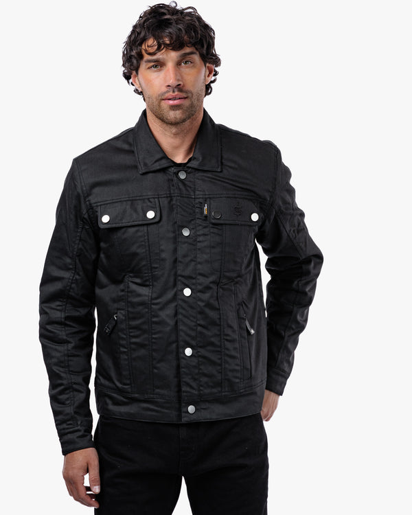 Temper Black & Tan Trucker Motorcycle Jacket