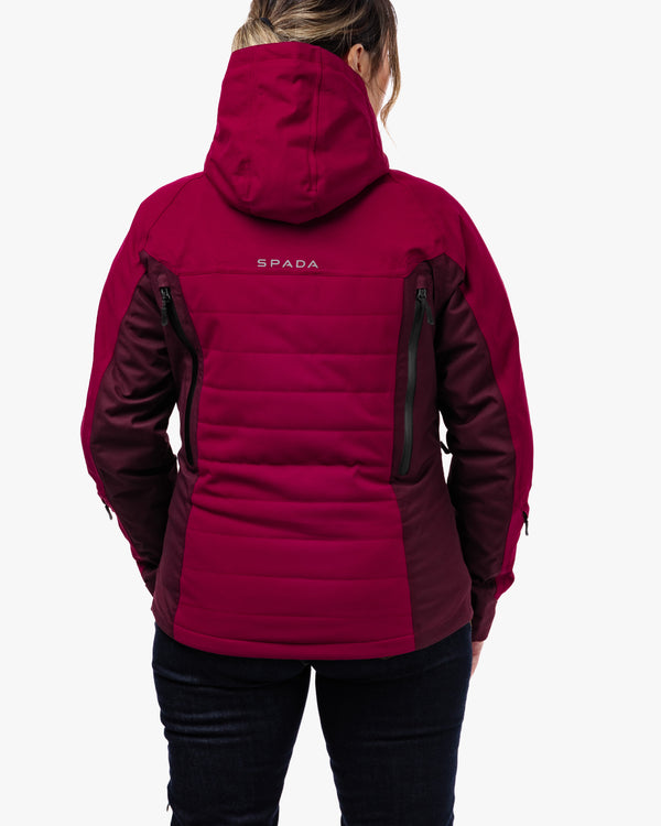 Red jacket with black accents on a white background
