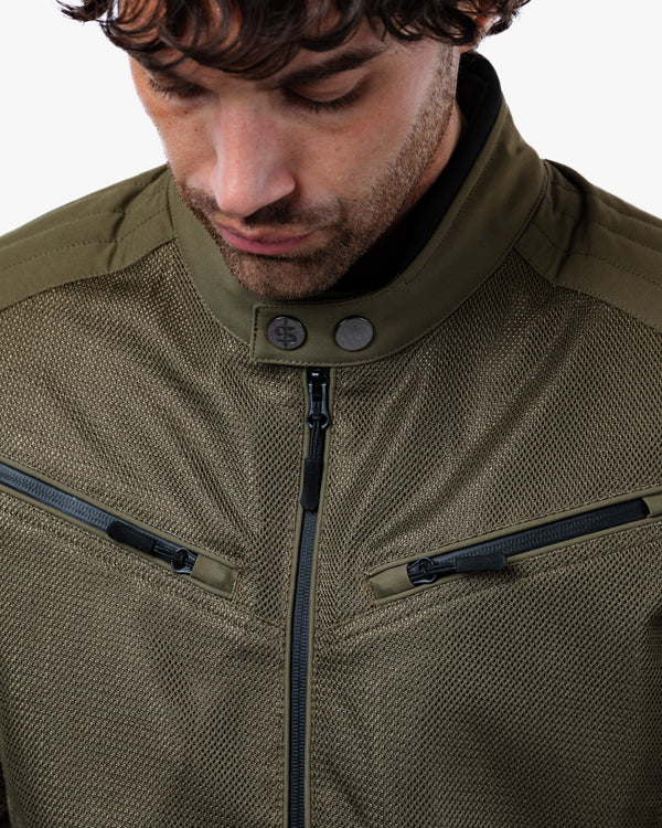 Cafe Air Olive Green Ventilated Motorcycle Jacket