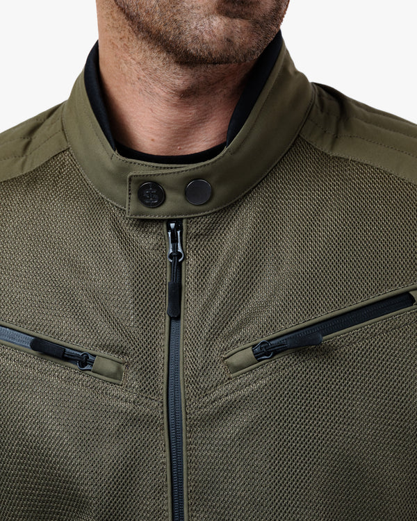 Cafe Air Olive Green Ventilated Motorcycle Jacket