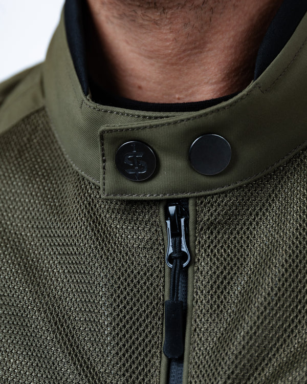 Cafe Air Olive Green Ventilated Motorcycle Jacket