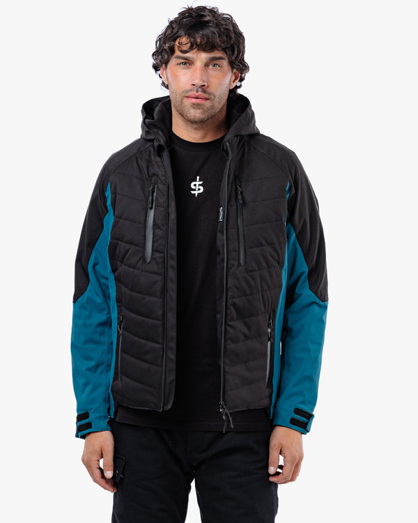 Tino Black & Coral Blue Waterproof Motorcycle Jacket