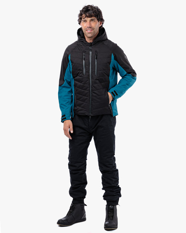 Tino Black & Coral Blue Waterproof Motorcycle Jacket