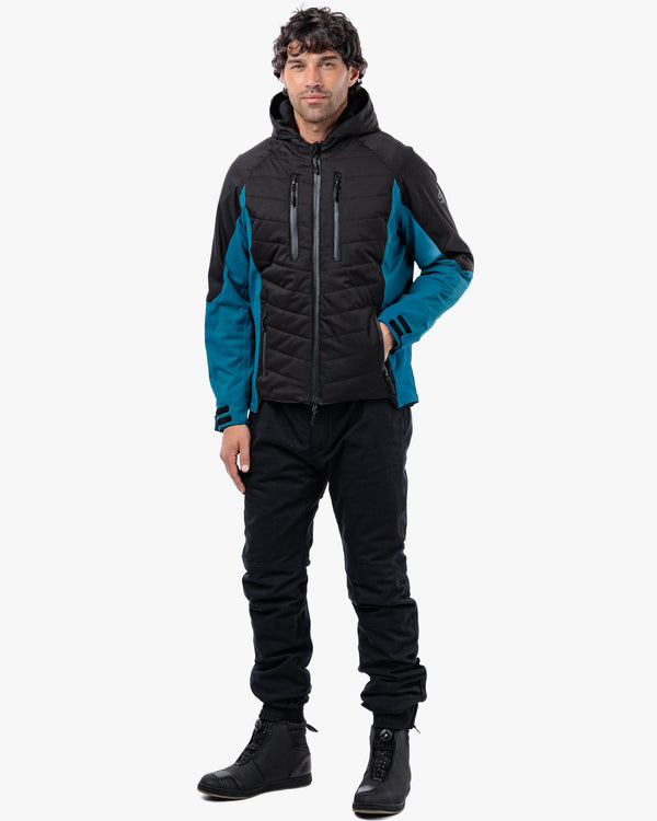 Tino Black & Coral Blue Waterproof Motorcycle Jacket