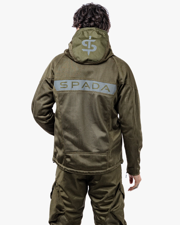 Hooded Air Olive Green Ventilated Motorcycle Jacket