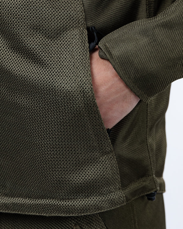 Hooded Air Olive Green Ventilated Motorcycle Jacket