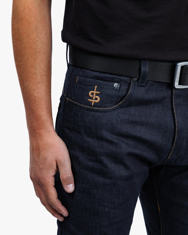 Ronin Mens Raw Indigo Motorcycle Jeans