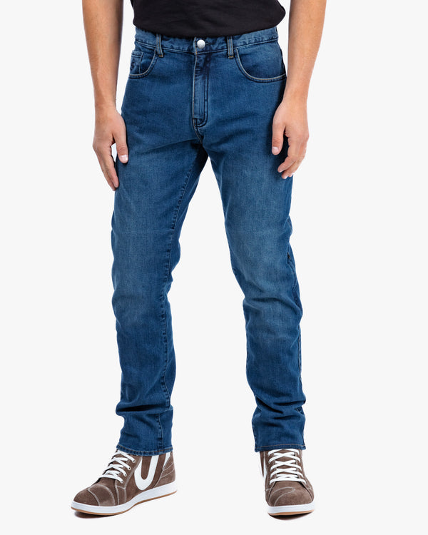 Drifter Mens Washed Blue Motorcycle Jeans