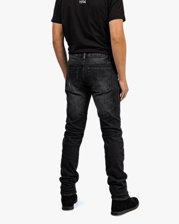 Drifter Mens Washed Black Motorcycle Jeans