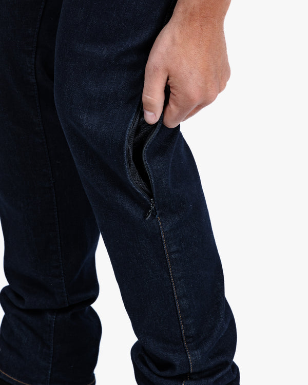 Drifter Mens Rinse Indigo Motorcycle Jeans