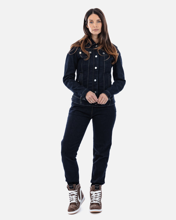Tura Trucker Rinse Indigo Ladies Motorcycle Denim Jacket