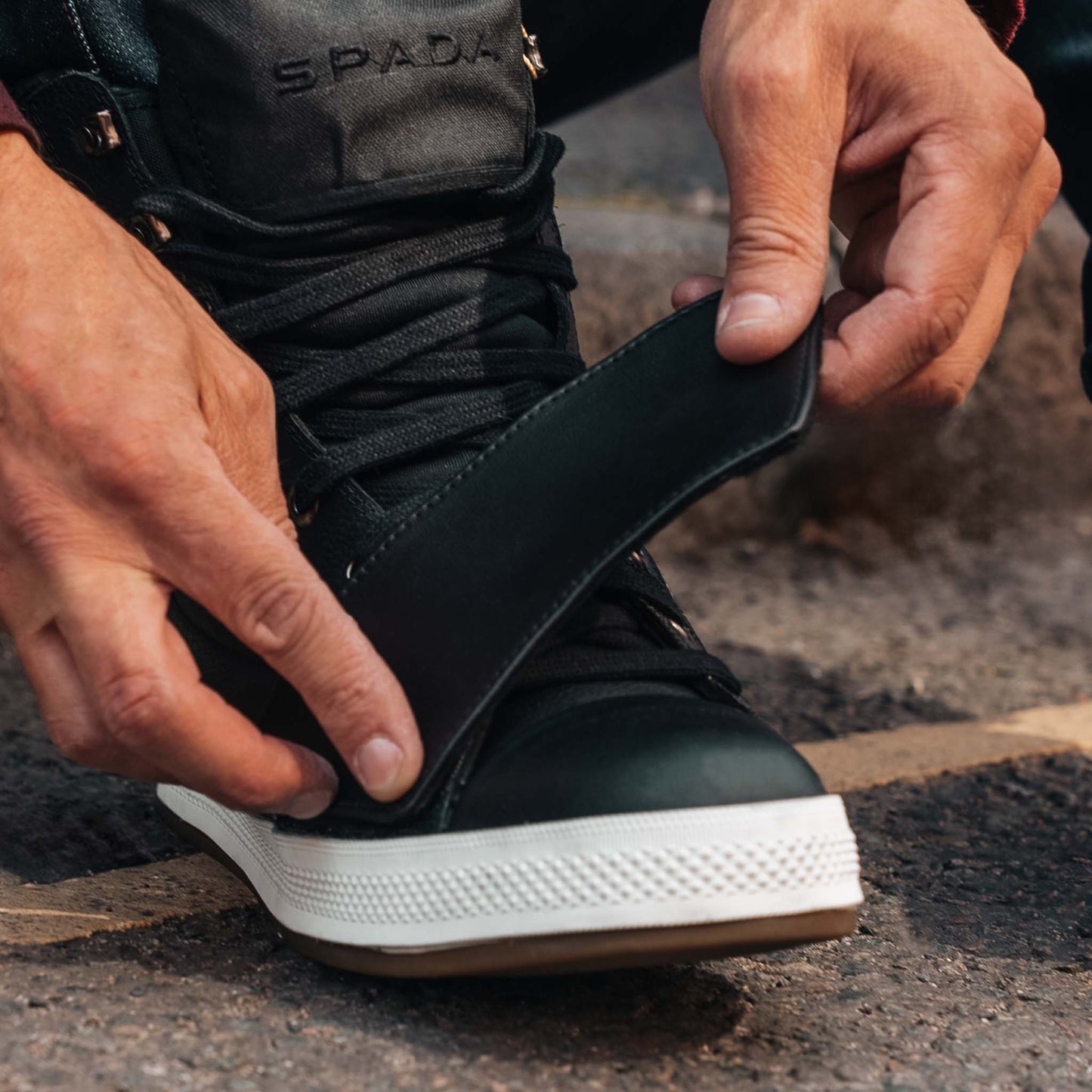 Heat Black High Top Motorcycle Trainers