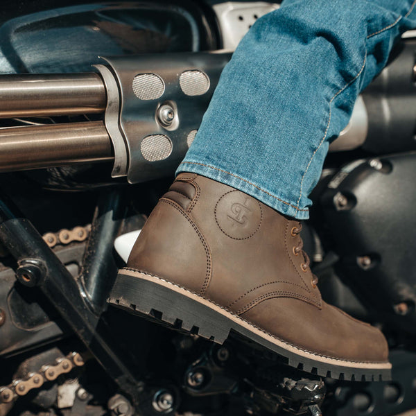 Pilgrim Grande Rev.2 Brown Distressed Motorcycle Boots