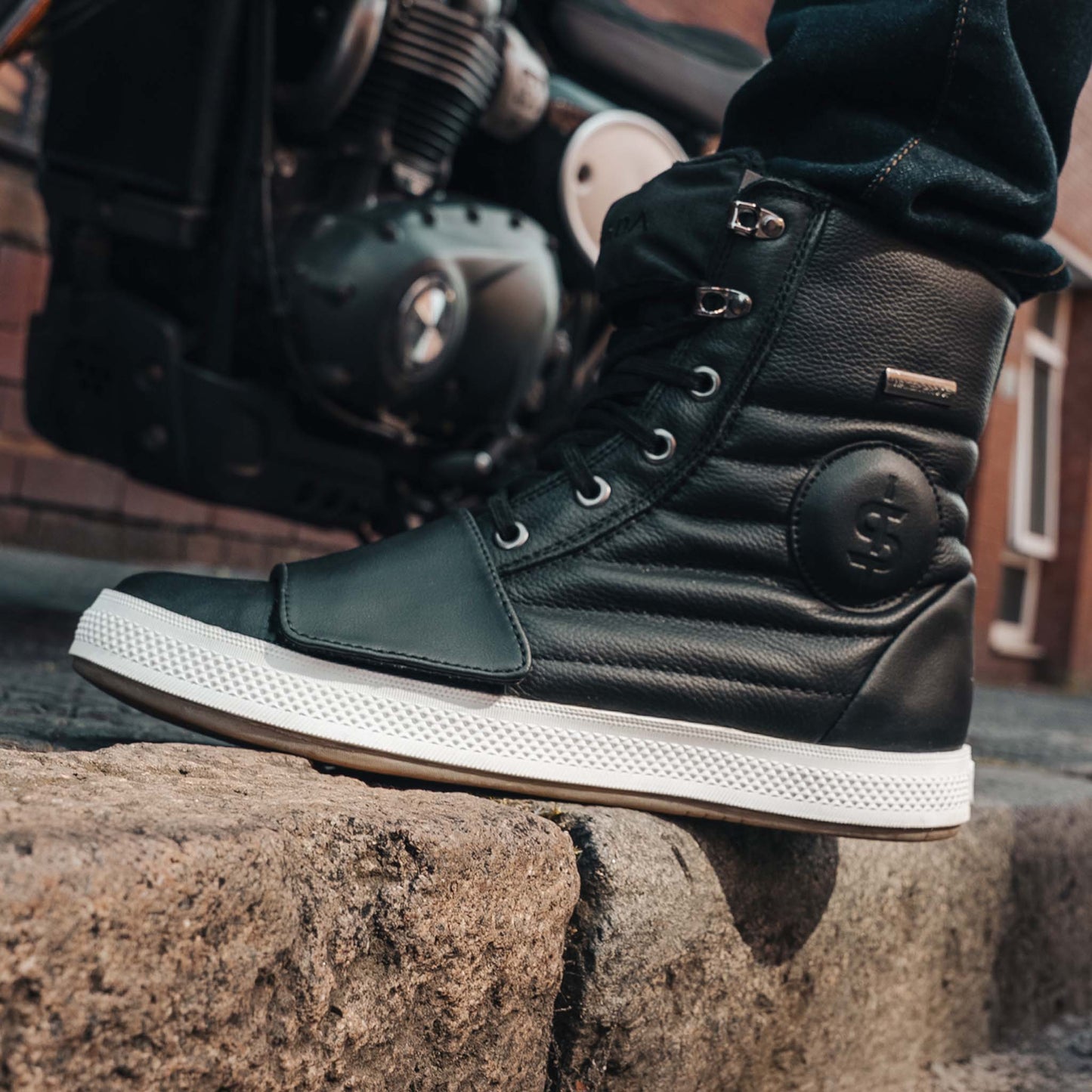 Heat Black High Top Motorcycle Trainers