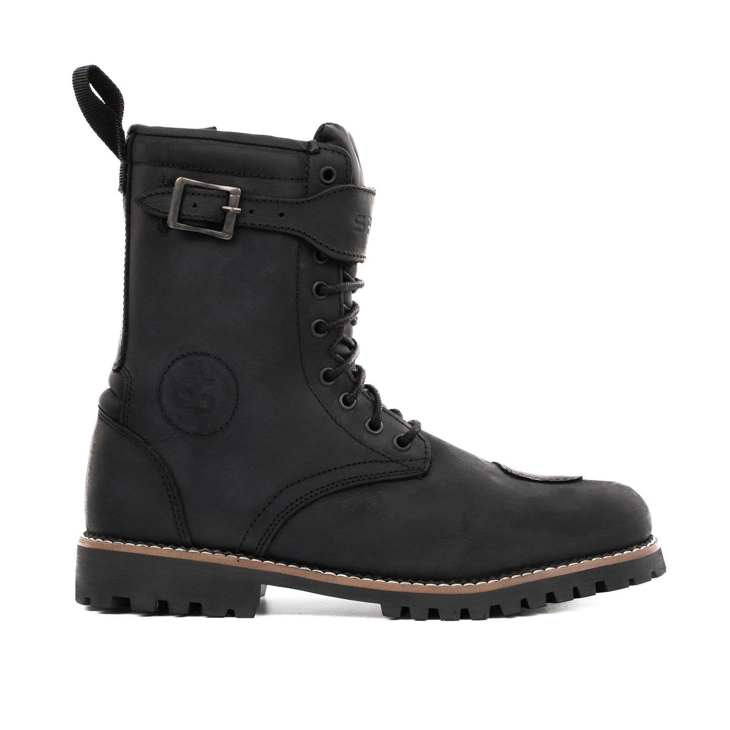Pilgrim Grande Rev 2 Black Distressed Motorcycle Boots