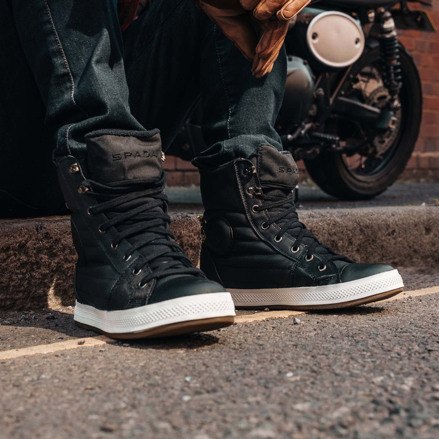 Heat Black High Top Motorcycle Trainers