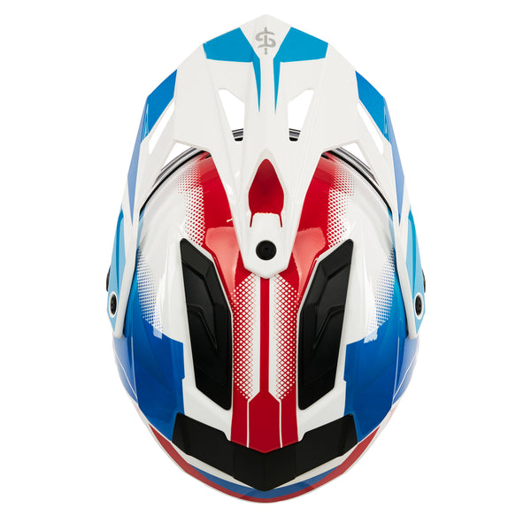 Trailhawk Raptor Red, Blue & White Adventure Motorbike Helmet