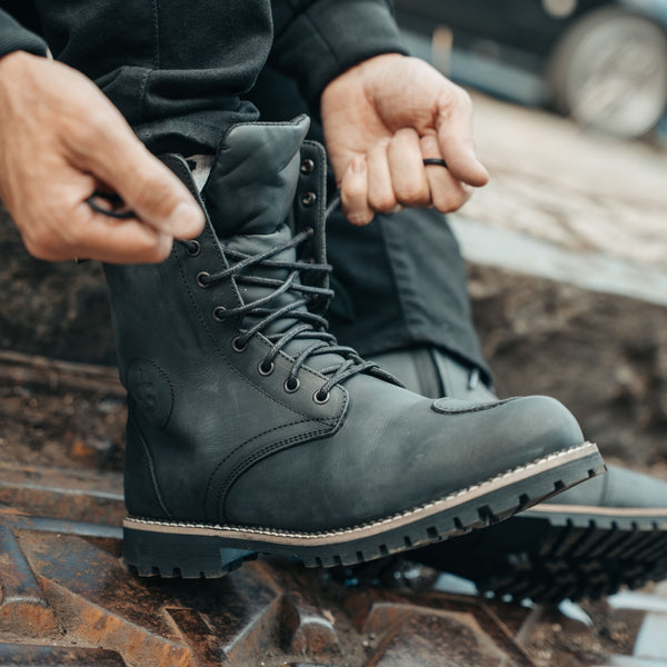 Pilgrim Grande Rev.2 Black Distressed Motorcycle Boots